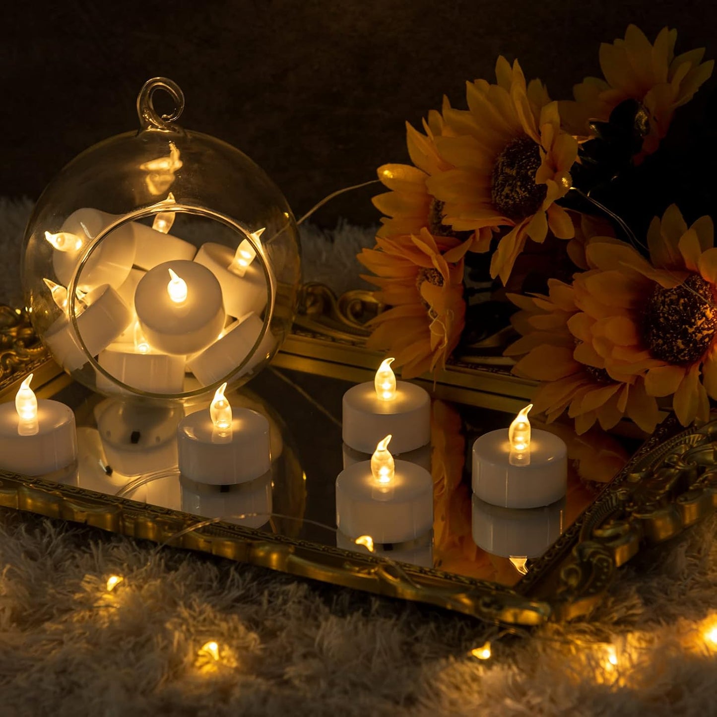 Battery Operated Tea Lights Candles Flickering Flameless Tealights Candle LED Electric Tea Light 200+Hours Battery Powered for Christmas and Home Decor(Warm White 50PACK)