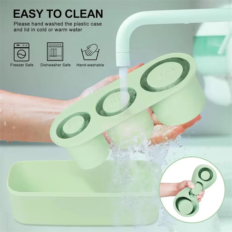 3-Grid Ice Cube Tray for Stanley 30/40 Oz Tumbler Cups Reusable Cylinder Silicone Ice Cube Molds with Lid for Drink Juice Coffee