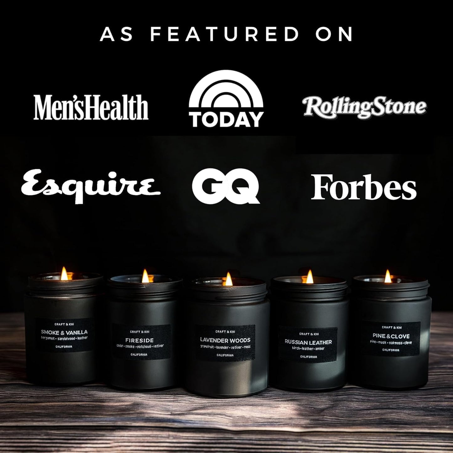 Pine and Clove Candle | Scented Candle for Home | Soy Candles | Masculine Candle | Black Candles | Aromatherapy Candle | Long Lasting Fragrance with 45 Hour Burn Time - 7.6Oz
