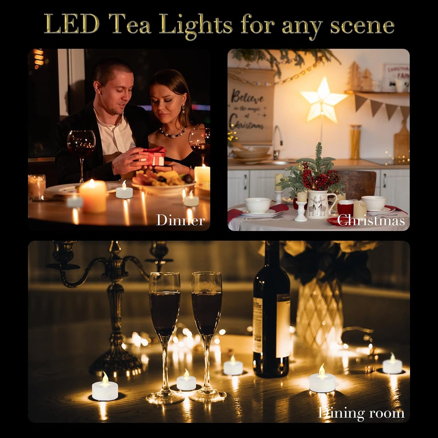 Battery Operated Tea Lights Candles Flickering Flameless Tealights Candle LED Electric Tea Light 200+Hours Battery Powered for Christmas and Home Decor(Warm White 50PACK)