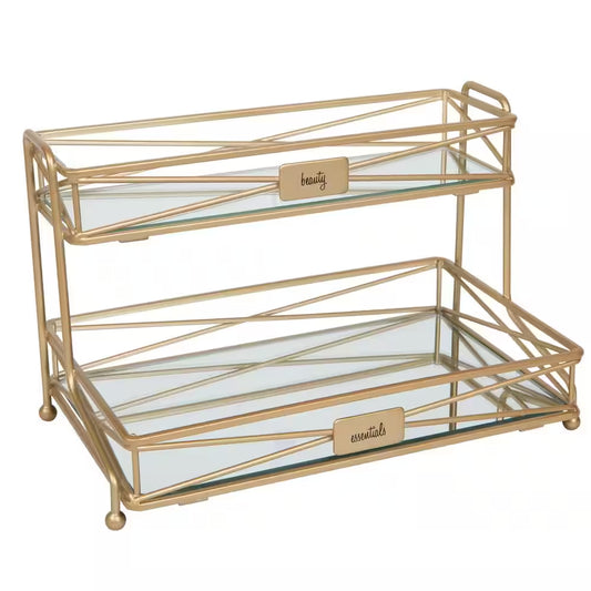 2 Tier Vanity Tower in Satin Gold